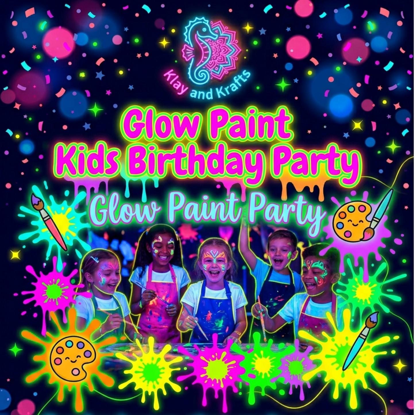 Kids Neon Glow Painting Party